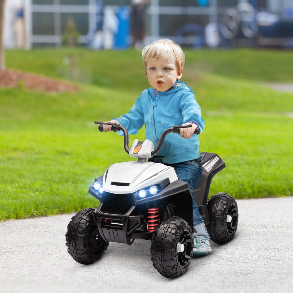 image 1 of AIYAPLAY Kids Quad Bike, 12V Electric Ride on ATV with 4 Wheels Spring Suspension, LED Light, Music, MP3, 5KMithH Battery Powered, for Ages 3-5 Years, White