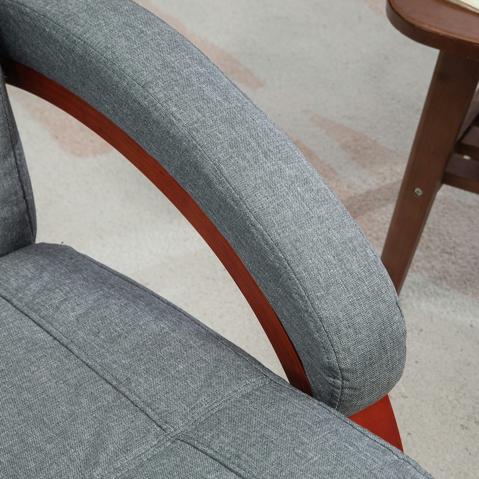 image 1 of HOMCOM Manual Recliner Swivel Reclining Chair with Footrest Armrests Grey
