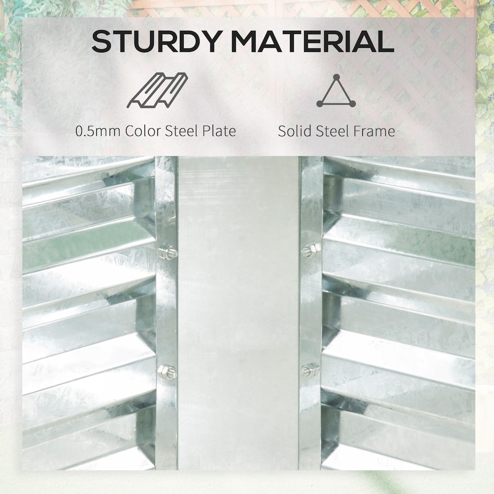 image 1 of Outsunny Raised Garden Bed Planter Box with Greenhouse, Large Window, Clear