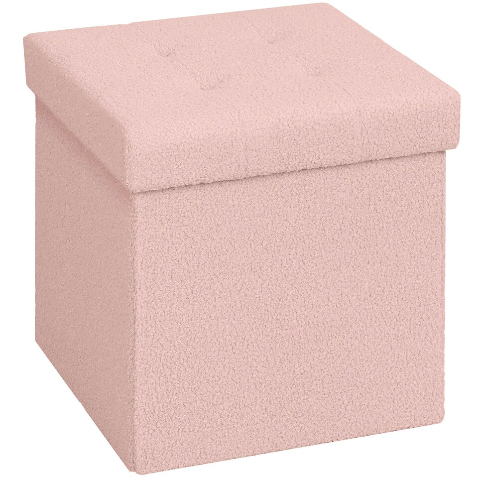image 1 of HOMCOM Foldable Sherpa Fleece Storage Ottoman, 38 x 38 x 38 cm Pink