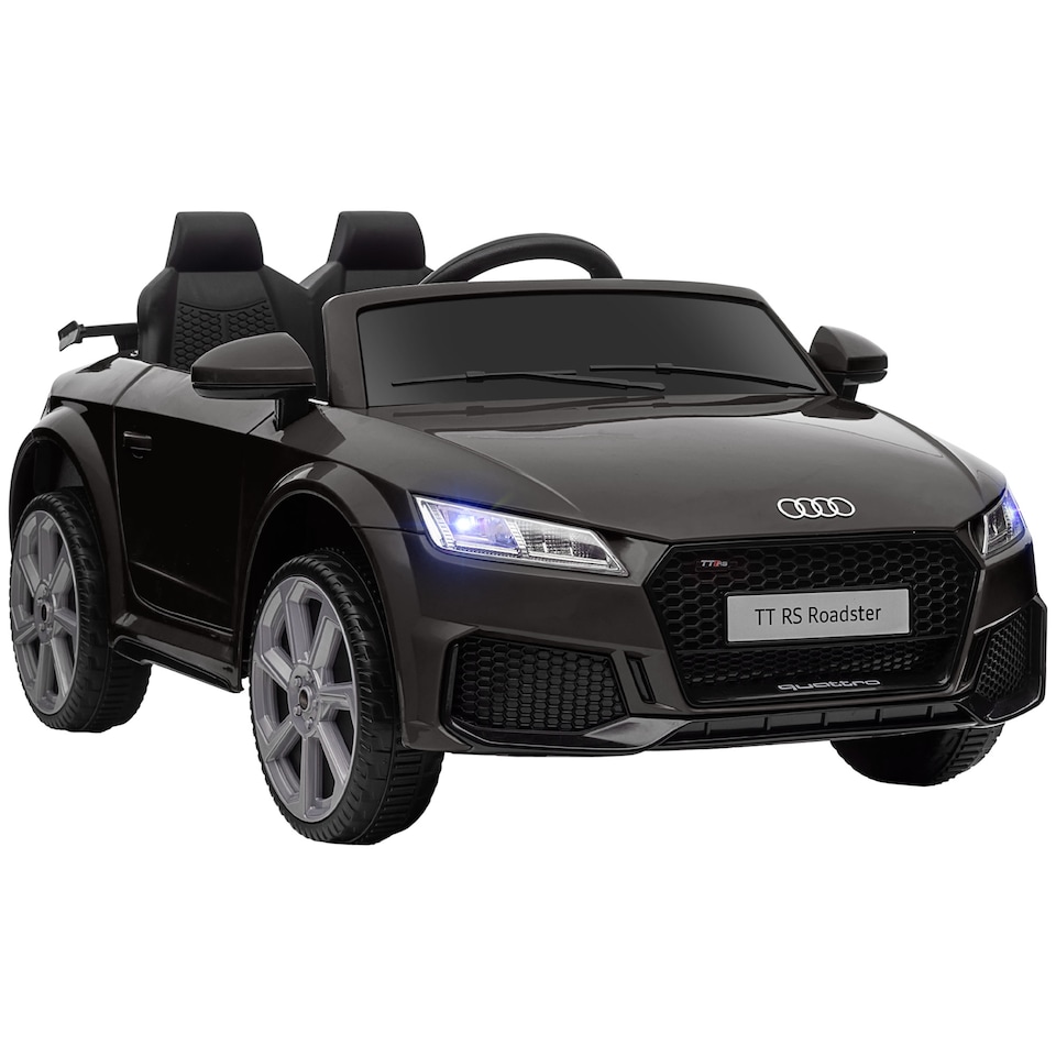 image 1 of HOMCOM 12V Battery Licensed Audi TT RS Ride-On Car w/ Headlight, Black | Black | Black