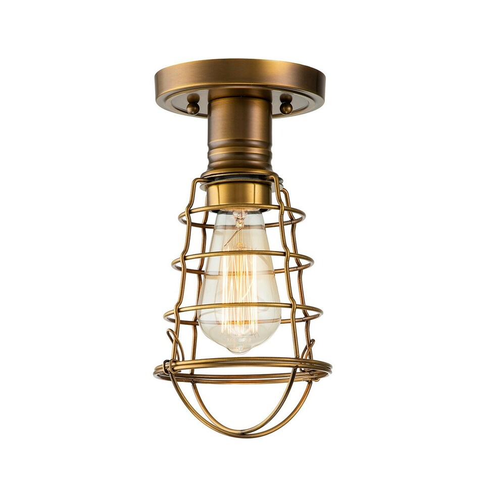 image 1 of Quoizel Mixon Semi Flush Ceiling Light Weathered Brass