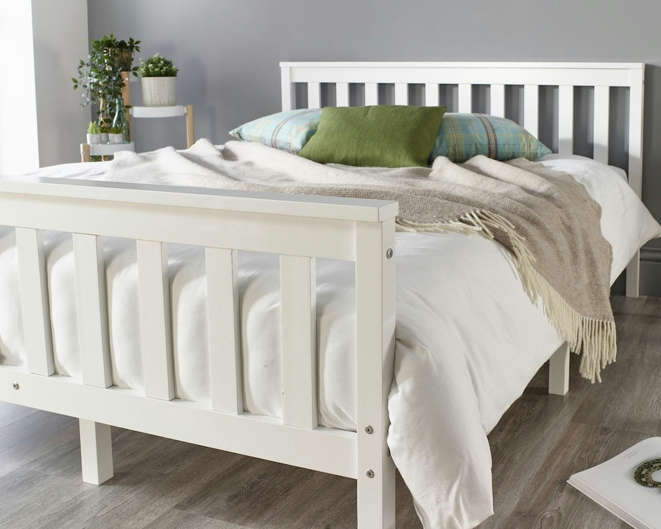 image 1 of Atlantic Bed Frame in White, size Double