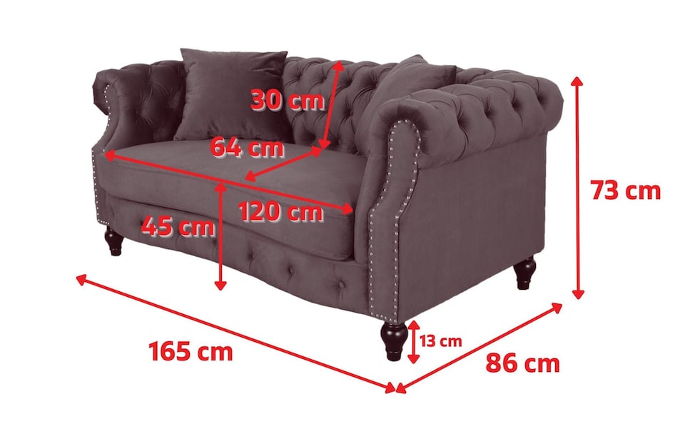 image 1 of Velvet Navy Blue 2 Seater Chesterfield Sofa RICHMOND