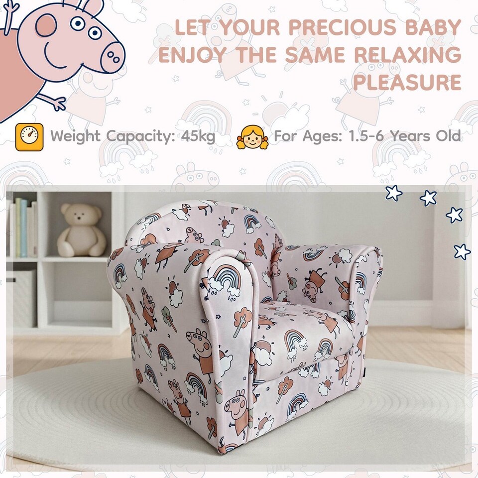 image 1 of Kids Mini Chair Peppa Pig - Boucle - L37 x W53 x H45 cm - Pink