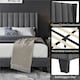 image 5 of Yaheetech 135 cm W x 190 cm L Upholstered Bed Frame with Wing Side Dark Grey