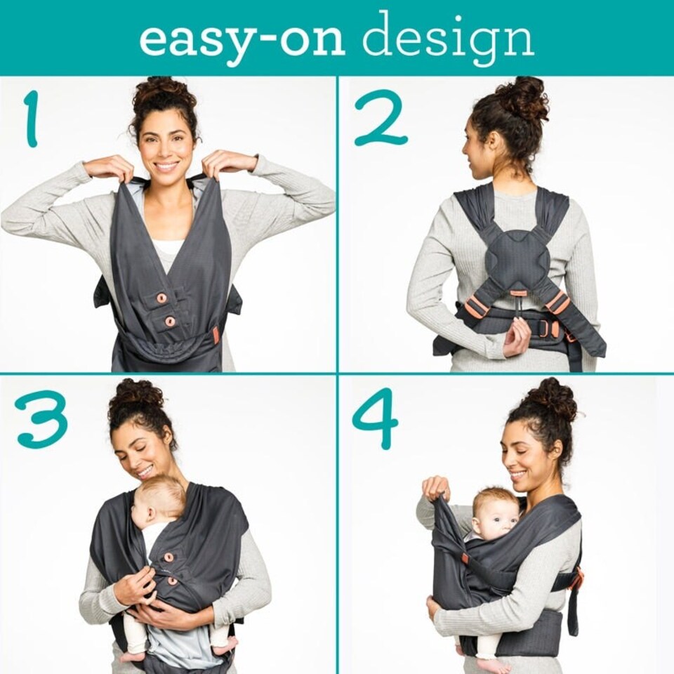 image 1 of Infantino Hug & Cuddle Adjustable Hybrid Wrap Carrier