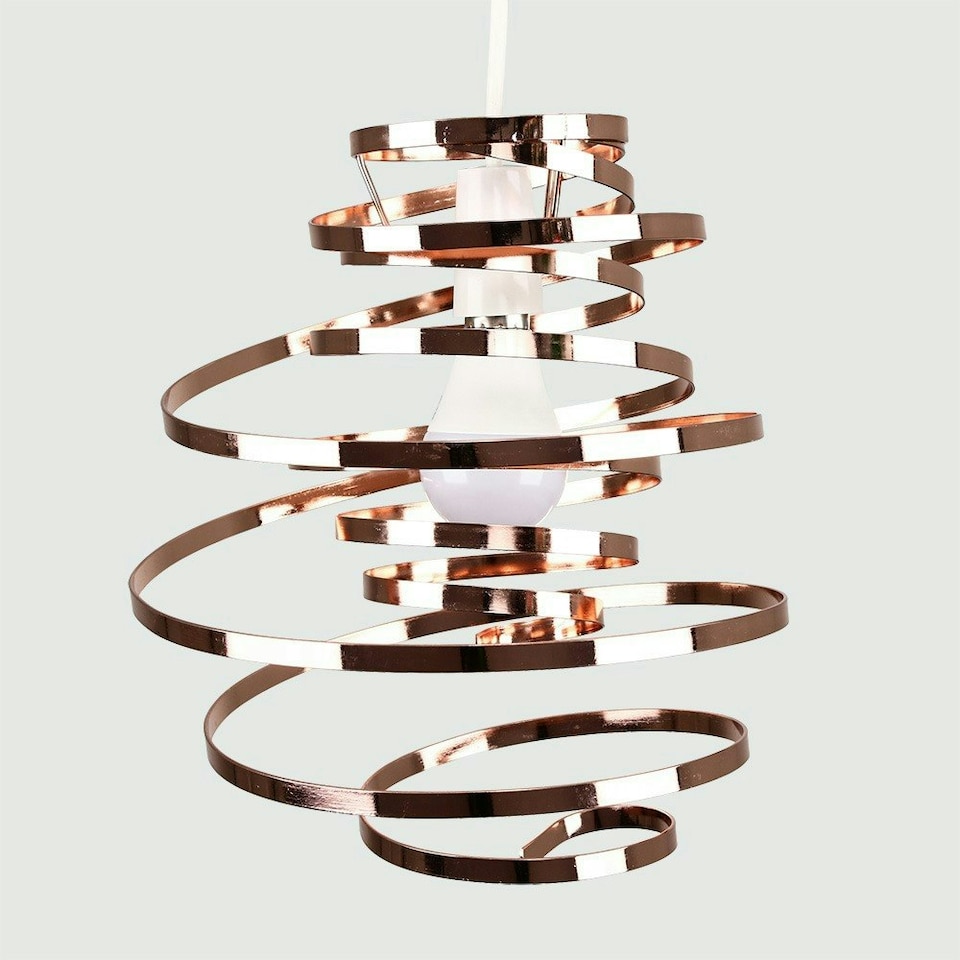 image 1 of ValueLights Contemporary Copper Metal Double Ribbon Spiral Swirl Ceiling Light Pendant