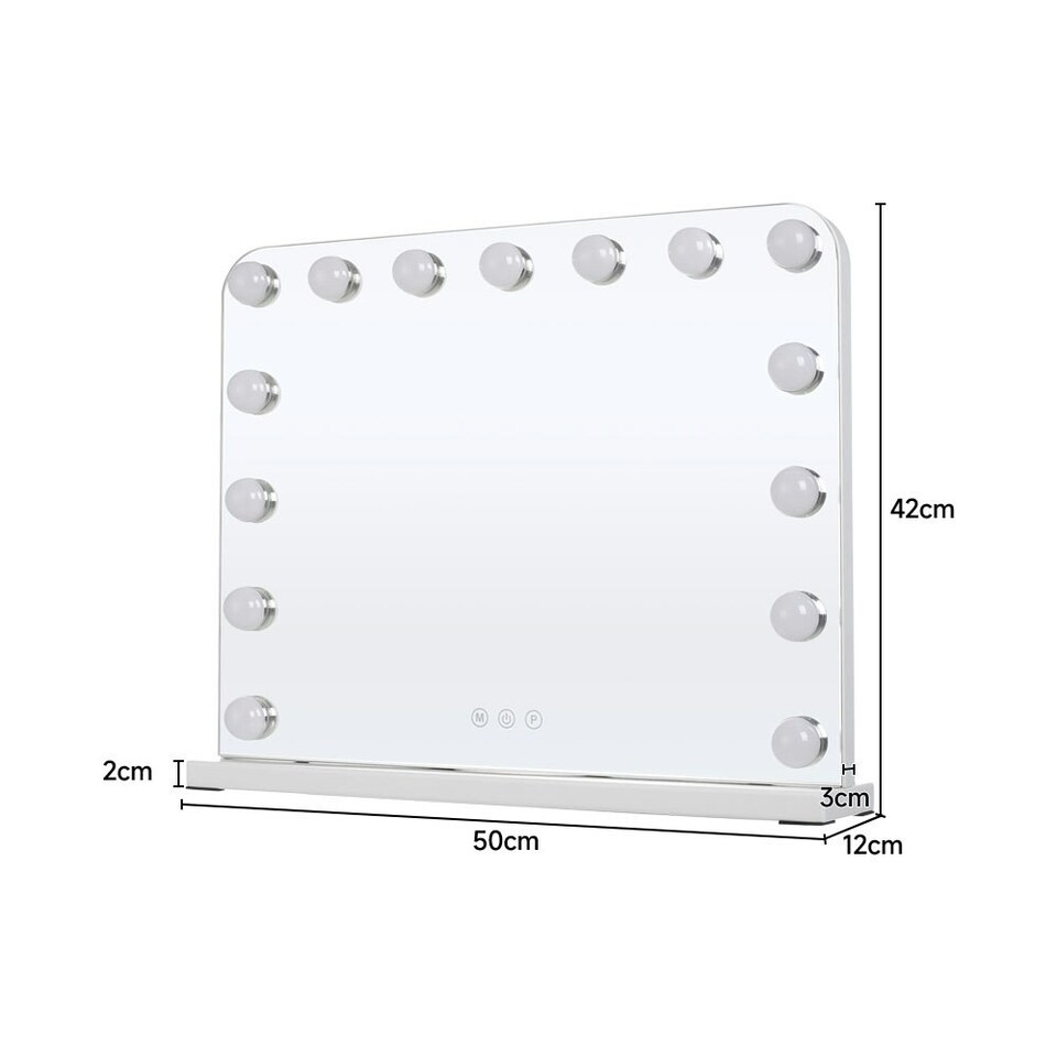 image 1 of Living and Home Hollywood LED Makeup Vanity Mirror Dimmable 15 Bulbs