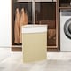image 7 of HOMCOM Bamboo Laundry Basket with Lid, 55L Corner Laundry Hamper with Removable Washable Liner Bag, Bathroom Triangle Washing Basket, 35 x 35 x 60 cm, Nature Wood Finish | Yellow | Cream