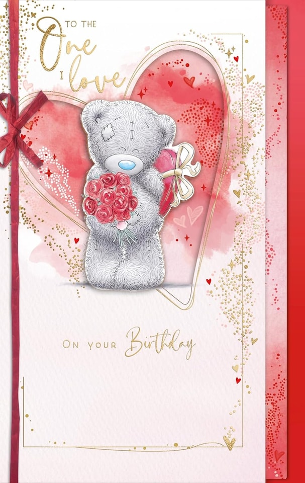 image 1 of Bear With Posy Of Roses One I Love Handmade Birthday Card