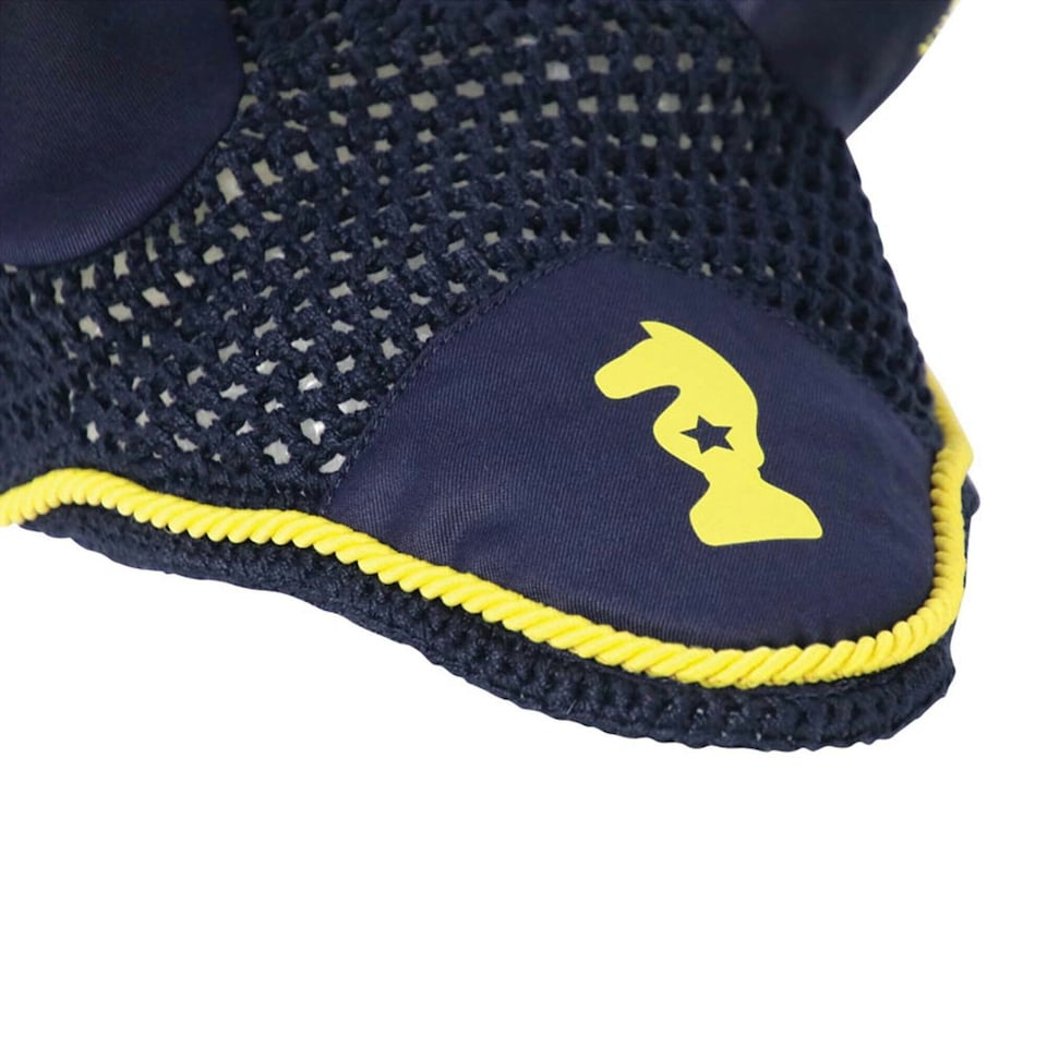 image 1 of Little Knight Lancelot Horse Fly Veil - Navy/Yellow - Small Pony