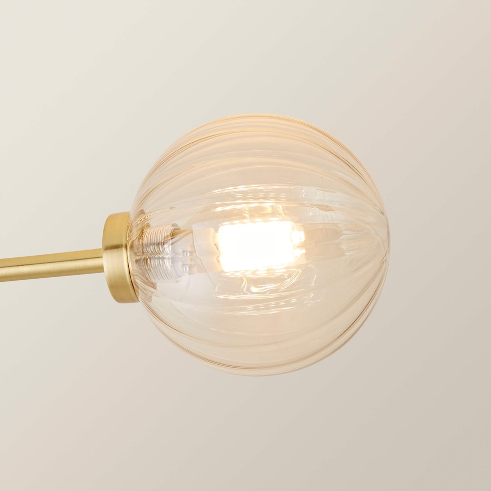 image 1 of ValueLights Chessy Ribbed Glass Gold Bar Ceiling Light & Bulbs | Gold