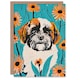 image 1 of Greeting Card Vibrant Shih Tzu Daisy Portrait Dog Lover Floral