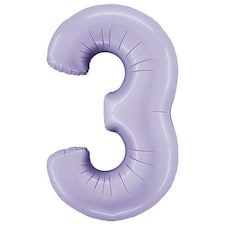 Satin Lilac Number 3 Giant Foil Helium Balloon 102cm / 40 in