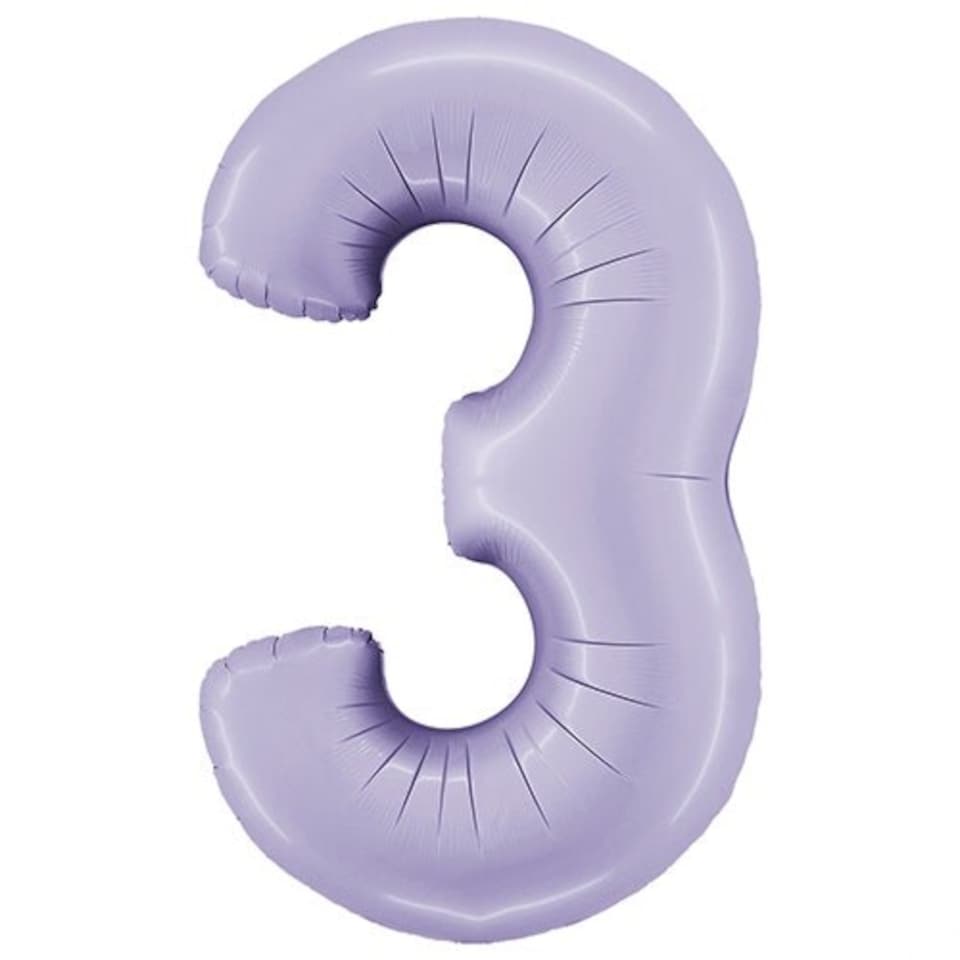 image 1 of Satin Lilac Number 3 Giant Foil Helium Balloon 102cm / 40 in