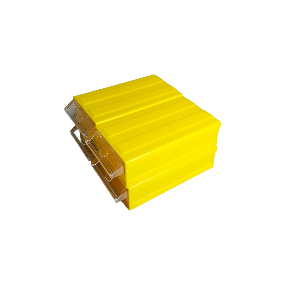 image 1 of Yellow Stackable Plastic Storage Drawers L183xW110xH61mm with Removable Compartments