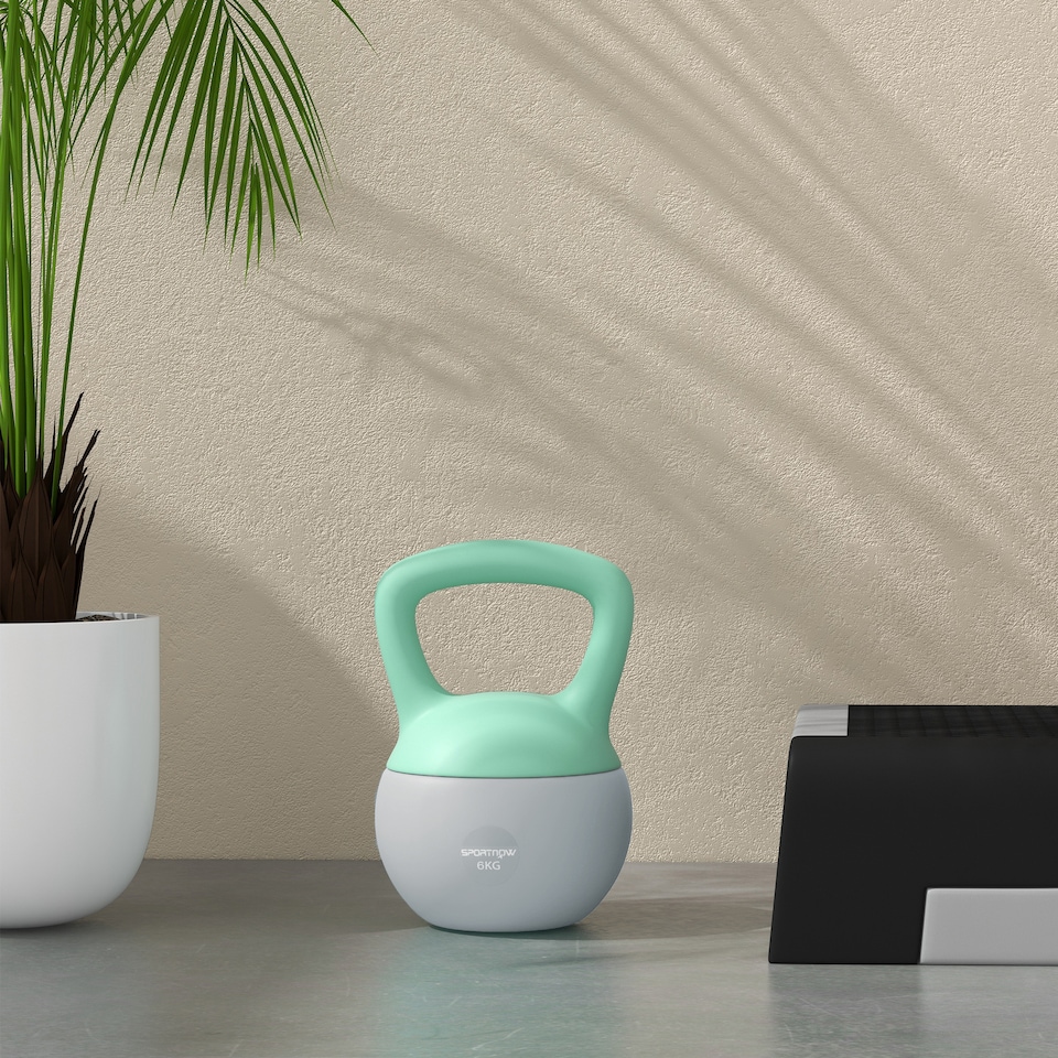 image 1 of SPORTNOW Kettlebell with Soft Body and Non-Slip Handle | Green | Grey and Green