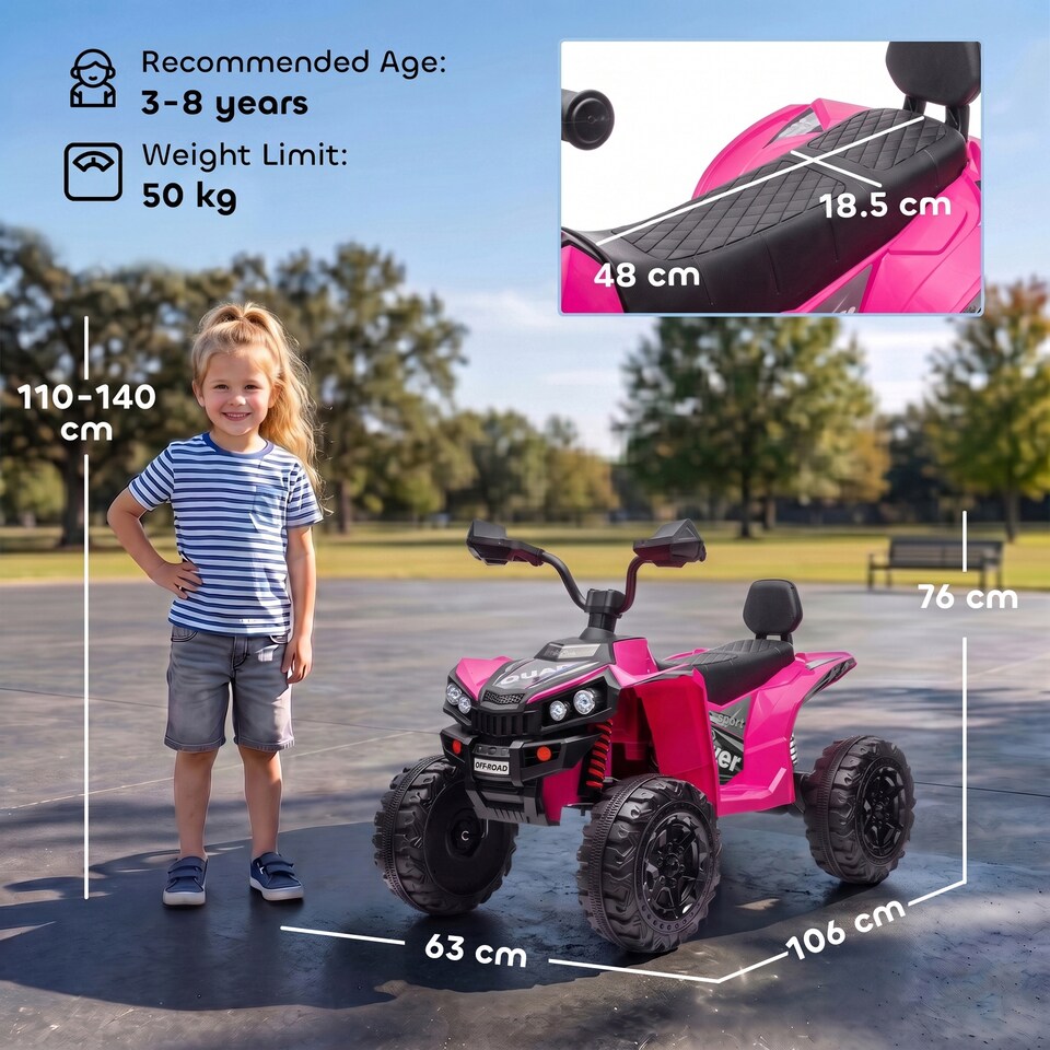 image 1 of AIYAPLAY 24V 2 Seater Electric Quad Bike for Boys Girls, Ride On Car ATV