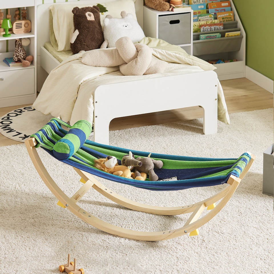image 1 of SoBuy Kids Rocking Chair with Hammock & Pillow, Multicolor, 48.0x14.2x18.9 in, 4 kg - KMB16-J