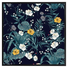 Blue & yellow flowers (Picture Frame) Black | XS