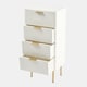 image 5 of OHS 4 Drawer Modern Ribbed Office Side Bedroom Nightstand Bedside Table - White