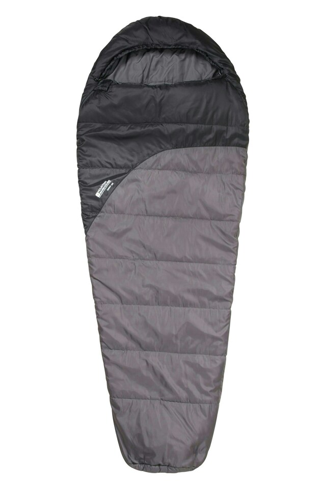 image 1 of Mountain Warehouse Summit Sleeping Bag Adult Mummy Camping Hiking Winter Warm Right Handed Zip - Long length (215cm) | Grey