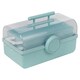 image 4 of Plastic Cantilever Sewing Craft Box 3 Tier Tray Organiser Storage Compartments | Multi | Mint Green