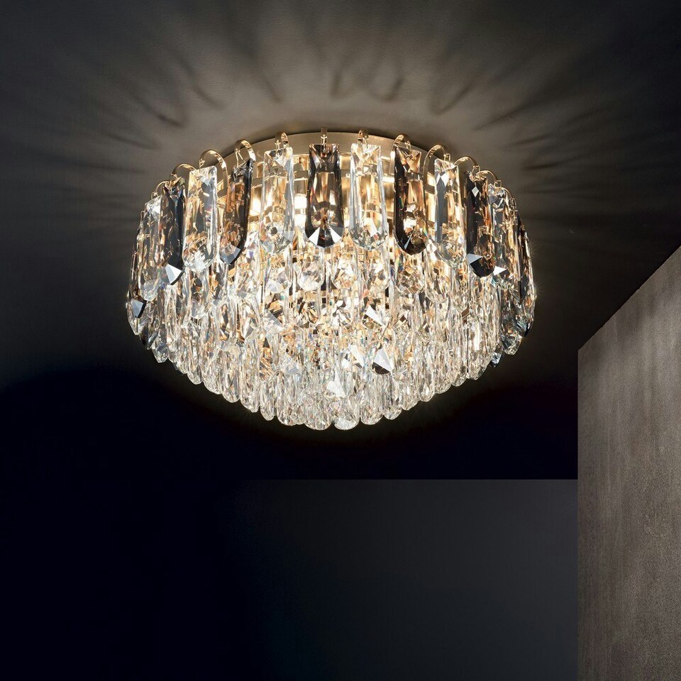 image 1 of Magnolia Indoor Crystal Flush Ceiling Lamp 7 Lights Gold, G9