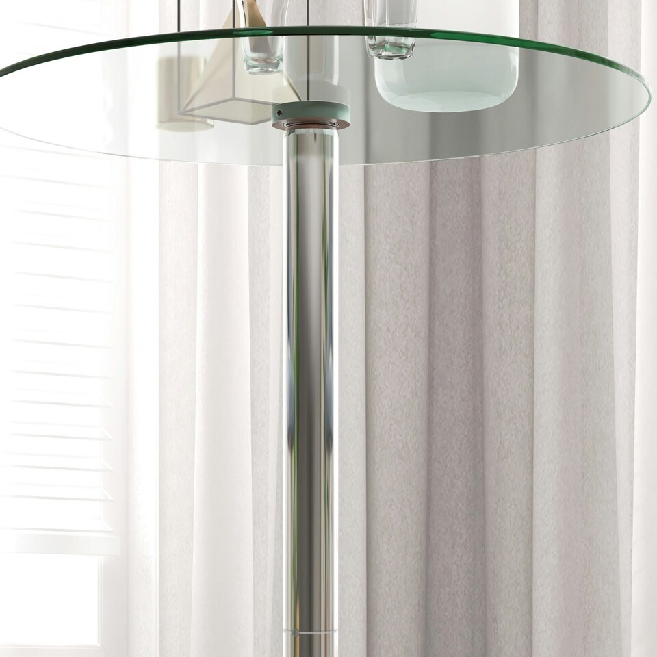 image 1 of HOMCOM Round Bar Table for 2 People, High Pub Table with Tempered Glass Top