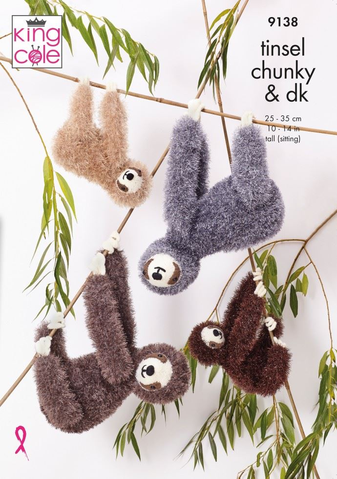 King Cole Tinsel Chunky Knitting Pattern 9138, Toys - 25 - 35 cm