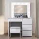 image 8 of White Dressing Table Hollywood LED Mirror Makeup Desk Vanity Table Bedroom Furniture White