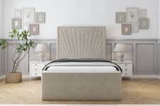 Sloomy Somerset Cream Plush Deep-Sided Bed Frame With 50" Upholstered Headboard 3' Single