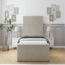 Sloomy Somerset Cream Plush Deep-Sided Bed Frame With 50" Upholstered Headboard 3' Single