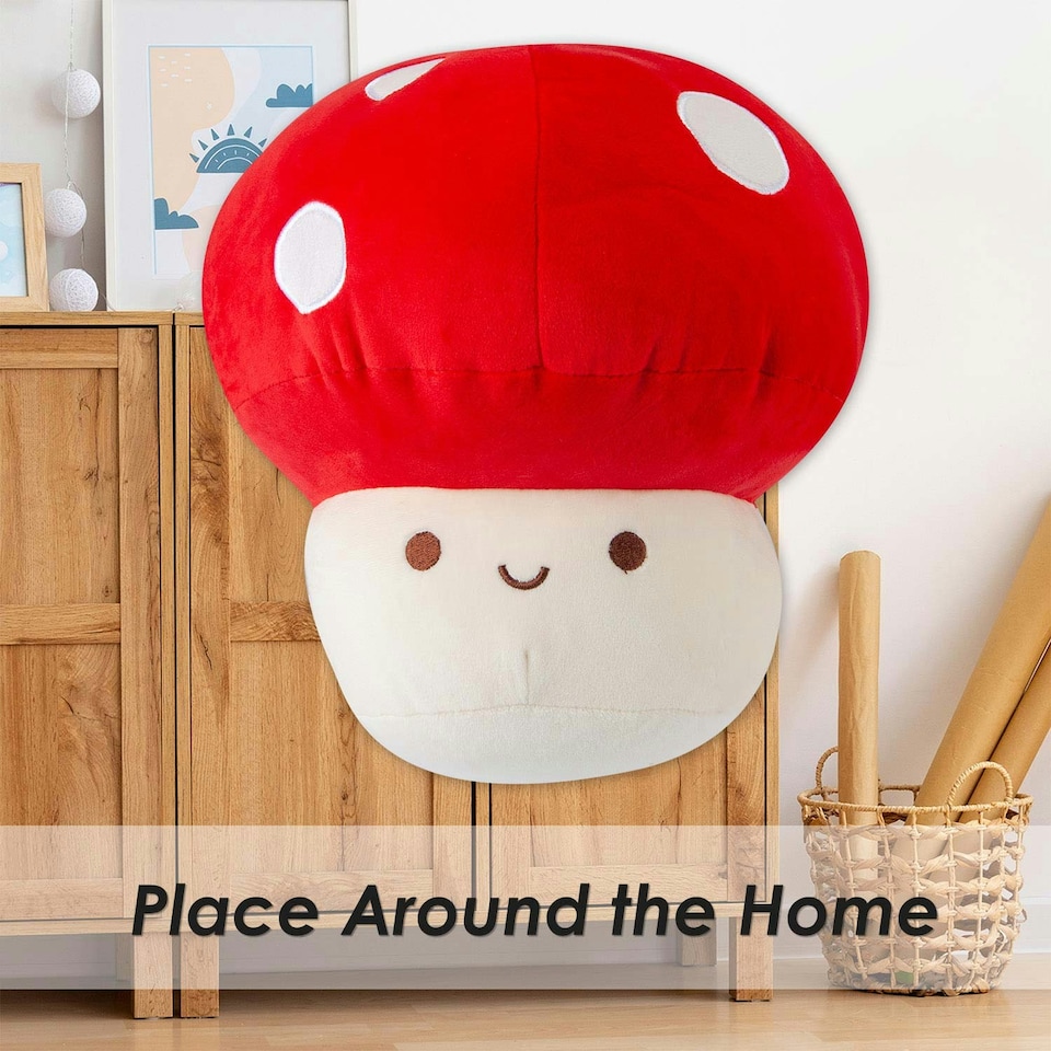 image 1 of Red Mushroom Mochi Soft Toy Cute Plushie Huggable Cuddly Plush 20cm Red
