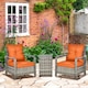 image 2 of Outsunny 3 Pieces Rattan Bistro Set, Wicker Garden Furniture Set with Storage Coffee Table and Chairs, Thickened Cushions for Outdoor, Patio, Balcony, Orange