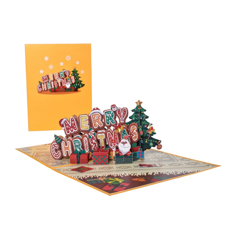 image 1 of Jolly & Bright Gingerbread Themed 3D Pop Up Christmas Card