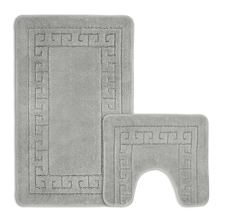 image 1 of Velosso Greek Key Bathmat Set - Antislip | Silver