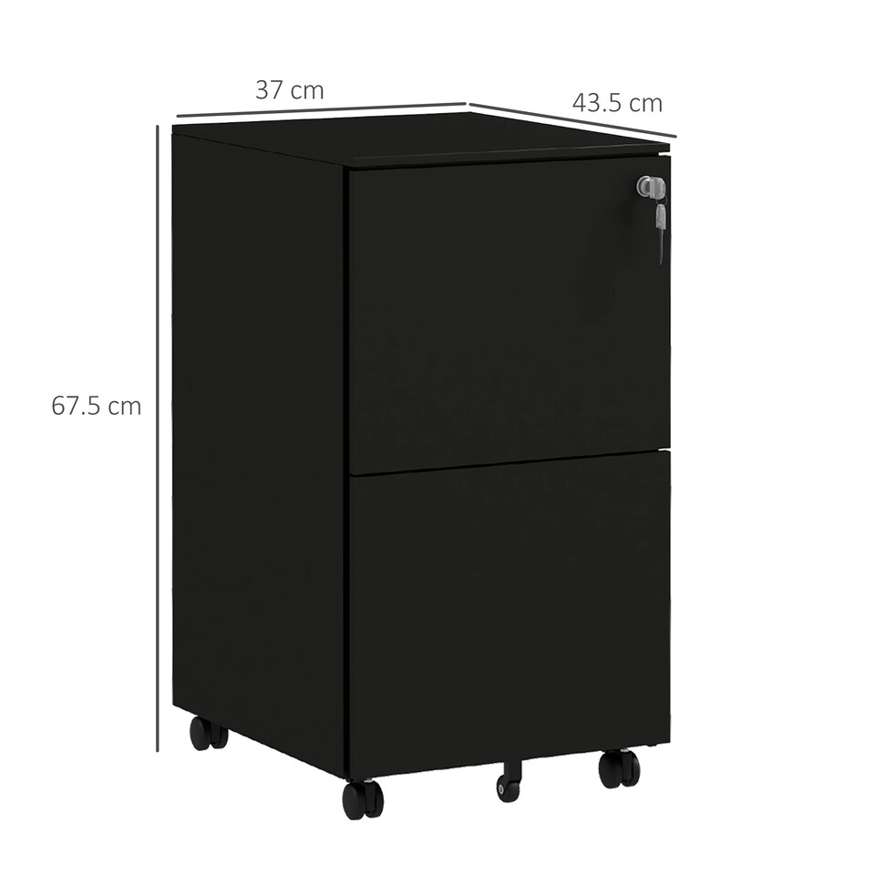 image 1 of Vinsetto Steel File Cabinet with Hanging Bar for Letter A4 Legal Size Black