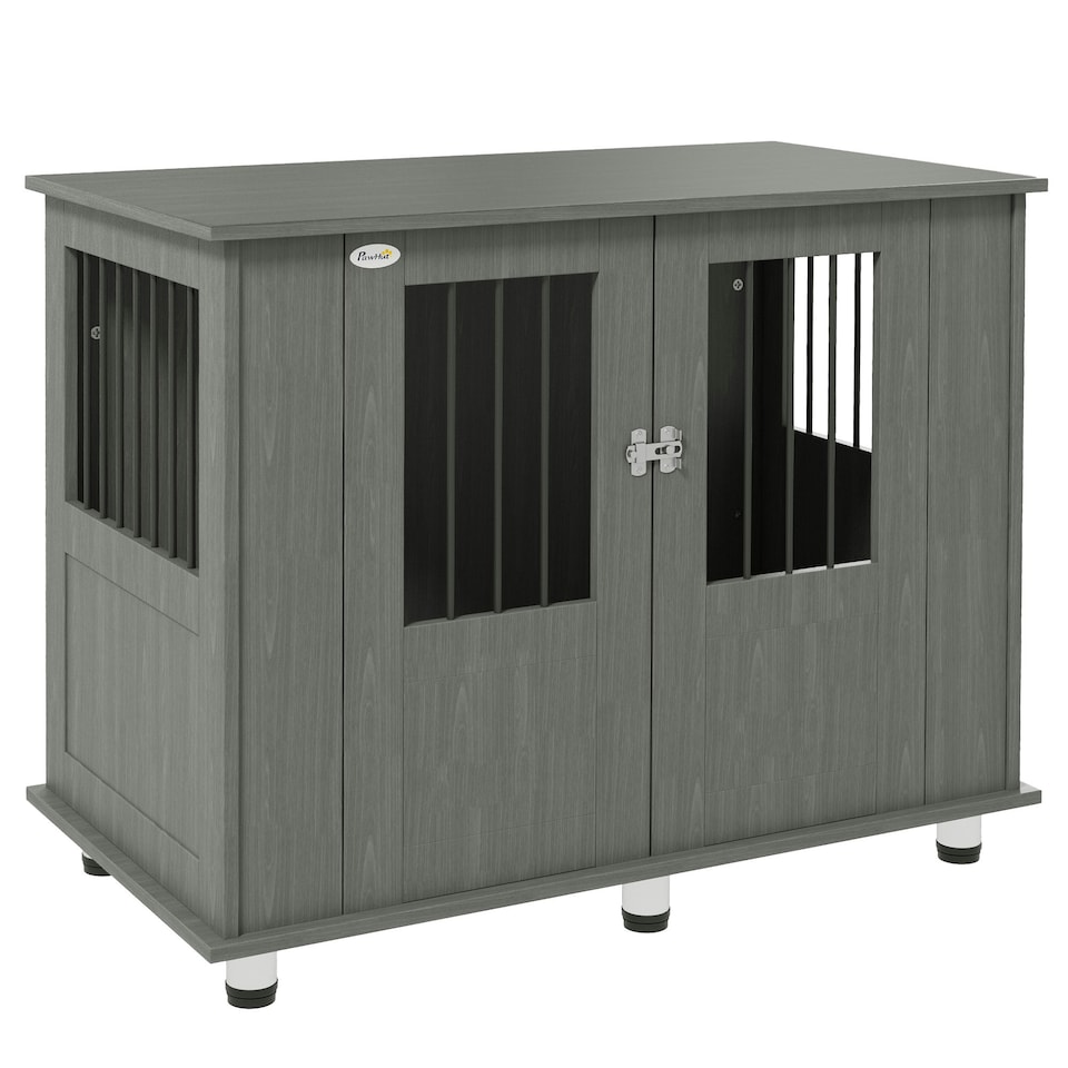 image 1 of PawHut Dog Crate Kennel Cage for Medium Large Dog, Indoor End Table, Grey