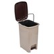 image 2 of Slim Pedal Waste Recycling Bin Can Insert Step On Lid Kitchen Bathroom | Brown | 25L Cappuccino