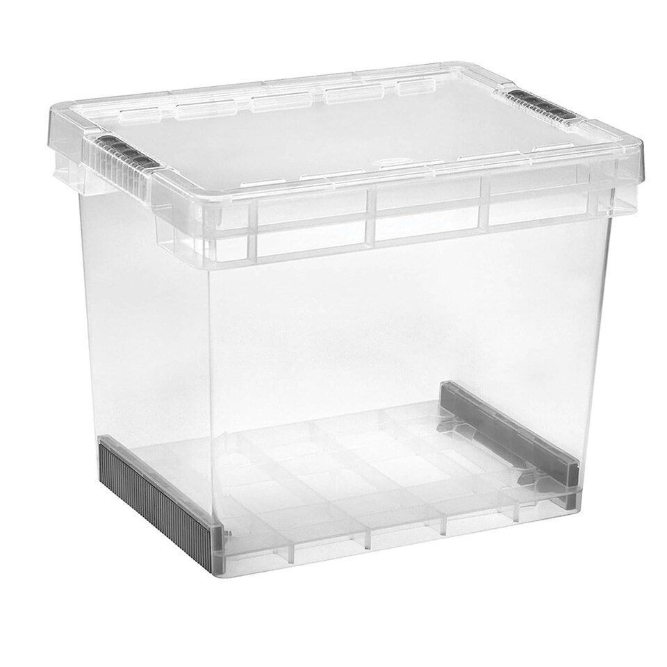 image 1 of 2 x 60L Clear Ultra Resistant Modular Plastic Storage Containers With Clip Lock Lids Clear