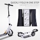 image 6 of HOMCOM Folding Kick Scooter Hight-Adjustable Urban Scooter with Rear Brake, Double Shock Absorption System & 2 Big Wheels, For 14 older Teens Adult, White