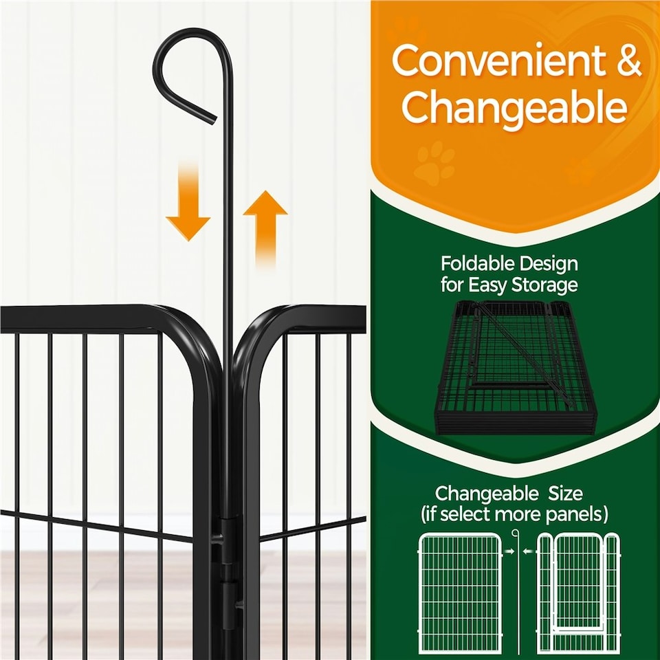 image 1 of Yaheetech 8-Panel Metal Dog Playpen, 68 × 100 cm Black