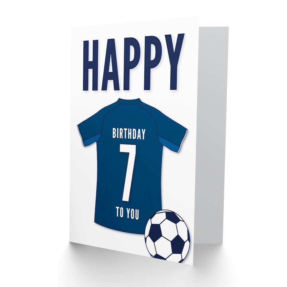 image 1 of Football Strip Kit Dark Jersey Top Age 7 Year Old Child Kids 7th Birthday Card