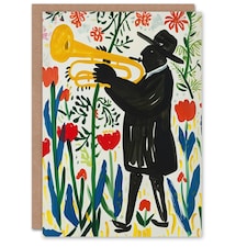 Jazz Trombonist Music Musician Tulips Fun Colourful Birthday Anytime Card
