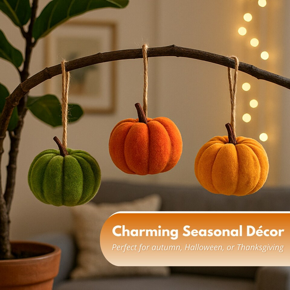 image 1 of Marco Paul Pack of 7 Plush Pumpkin Autumn Decor