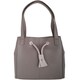 image 1 of Genuine Soft Leather Contrast Drawstring Tote Style Shoulder Handbag Brown | Taupe