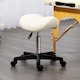 image 2 of HOMCOM Saddle Stool Adjustable Rolling Salon Chair for Massage Spa Beauty White