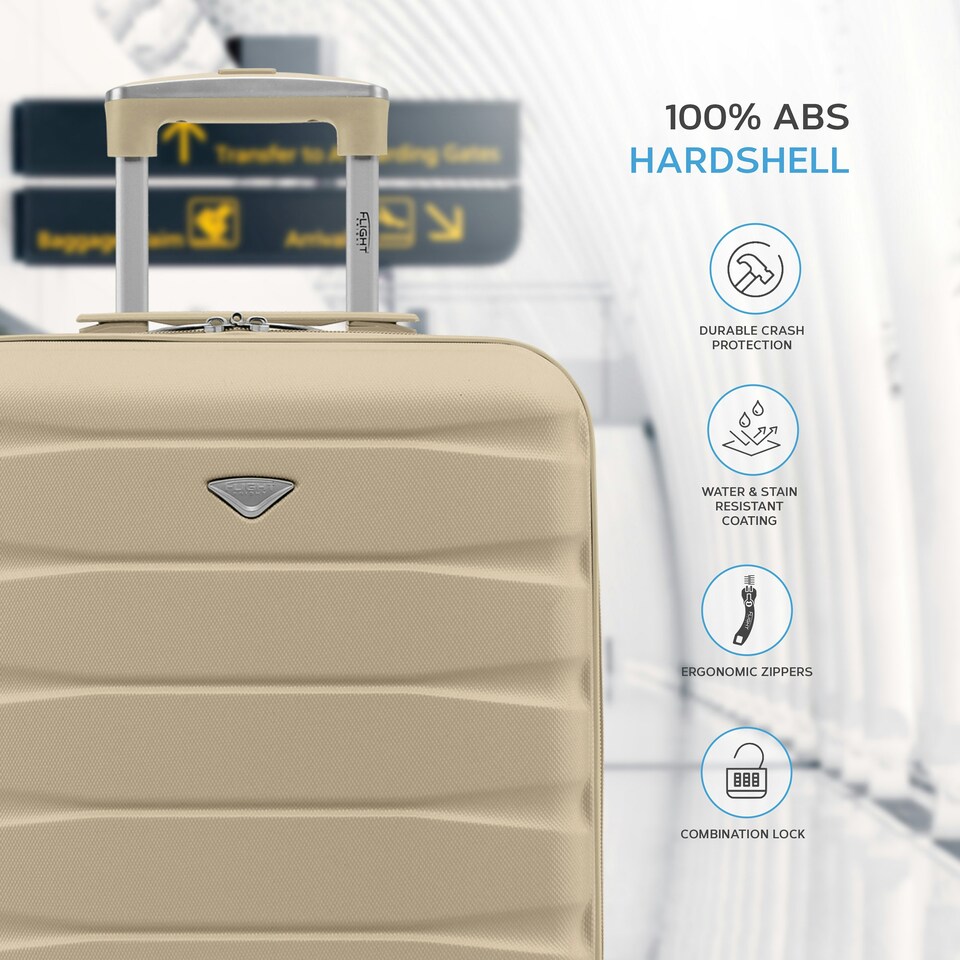image 1 of 55x40x20cm Ryanair (Priority) TUI, Carry on Cabin Suitcase Hard Shell Approved for 60+ Airlines Cream | Champagne | Cabin Bag